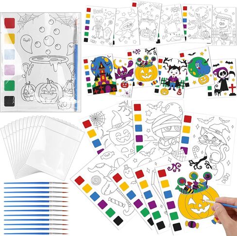 Funrous 168 Pcs Christmas Party Favors Bulk Watercolor Coloring Books Mini Christmas Coloring Pages Sheets with Plastic Bags Brushes Classroom Gifts Prizes Crafts Goodie Bag Stuffers Fillers in Saudi Arabia