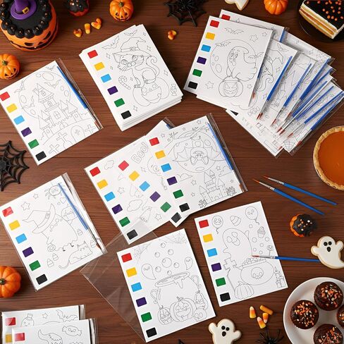 Funrous 168 Pcs Christmas Party Favors Bulk Watercolor Coloring Books Mini Christmas Coloring Pages Sheets with Plastic Bags Brushes Classroom Gifts Prizes Crafts Goodie Bag Stuffers Fillers in Saudi Arabia