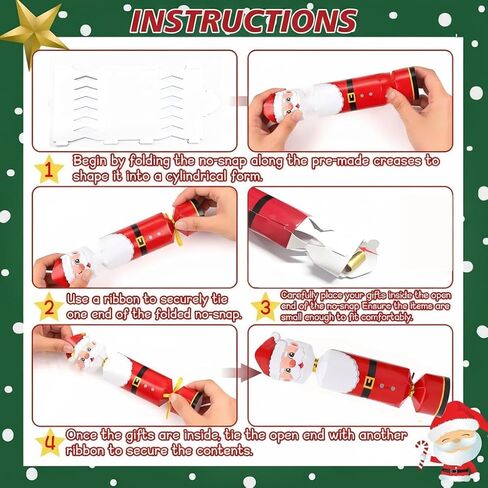 24 حزمة DIY عيد الميلاد المفرقع عدة لا المفاجئة عيد الميلاد حزب الجدول تفضل ندفة الثلج الرنة عيد الميلاد حزب المفرقع صناديق الحلوى لقضاء عطلة عشاء الديكور هدية in Kuwait