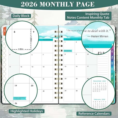 مخطط 2026 - مخطط 2026 أسبوعيًا وشهريًا، يناير 2026 - ديسمبر 2026، 6.3 بوصة × 8.4 بوصة، مخطط تقويم 2026، ربط مزدوج السلك، جيب داخلي، عروات شهرية ملونة، إغلاق مرن، جهات الاتصال، العطلات in Saudi Arabia