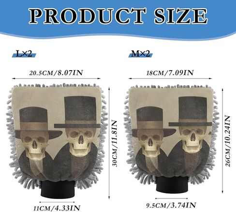 قفاز غسيل السيارات من AIXIWAWA Gentleman Skeleton Print قفاز غسيل مقاوم للخدش وماص للماء، عبوة كبيرة من قطعتين in Kuwait