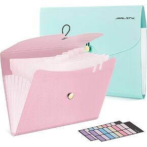 JARLINK 7 Pockets Expanding File Folder, A4 Size Accordion File Folders with 12 Labels, Cute Paper Organizer, Portable Document Organizer for Home College School Office Supplies, Black in Kuwait