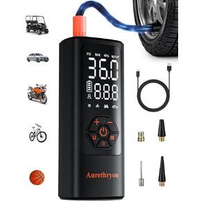 Tire Inflator Portable Air Compressor with Gauge, 150 PSI Mini Cordless Battery Powered Auto Air Pump for Car Tires - Electric Bike Tire Pump for Car/Motorcycle/Bicycle/Ball, Black in Saudi Arabia
