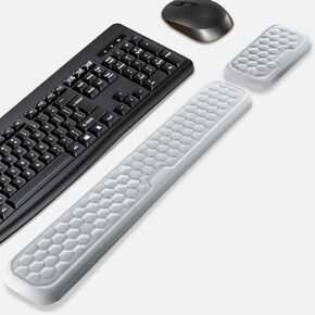 Wrist Rest for Keyboard and Mouse, Upgrade Enlarge Mouse Pad Wrist Rest, Ergonomic Memory Foam, Non-Slip Base for Computer Gaming & Office Work, 2 Piece Set, Grey (14.17x3.15+5.9x3.15 inch) in Saudi Arabia