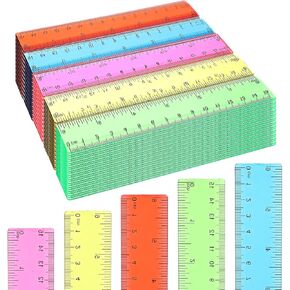 120 Pcs 6 Inch Rulers Bulk Plastic Flexible Small Straight Rulers with Inches and Centimeters First Day of School Gift for Students Back to School Office Supplies(Colorful, Transparent) in Saudi Arabia