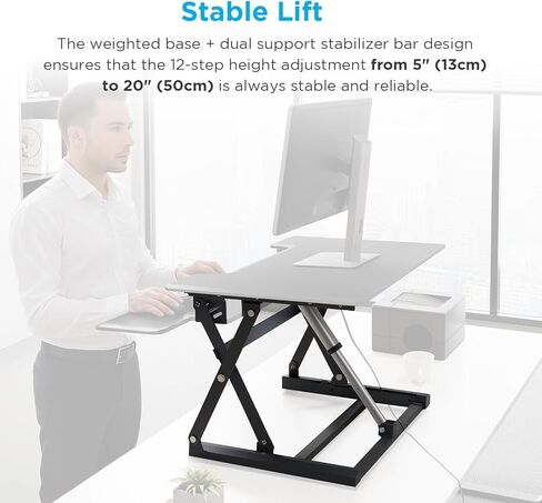 32" Electric Standing Desk Converter, Dyropcurv Series Height Adjustable Computer Desk Ergonomic Home Office Desk for Adults, Sit to Stand Desk with Quiet Motor, White in Saudi Arabia