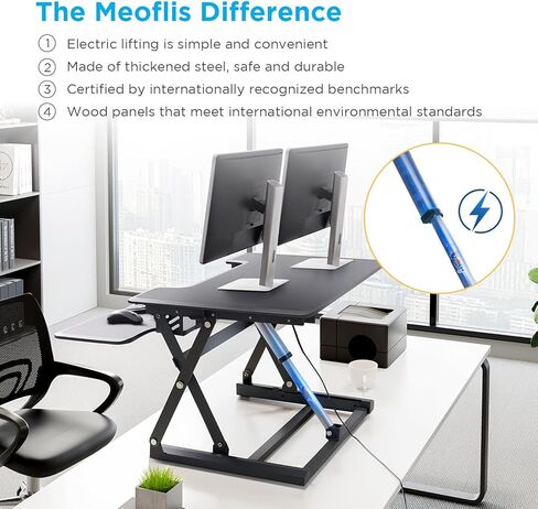 32" Electric Standing Desk Converter, Dyropcurv Series Height Adjustable Computer Desk Ergonomic Home Office Desk for Adults, Sit to Stand Desk with Quiet Motor, White in Saudi Arabia