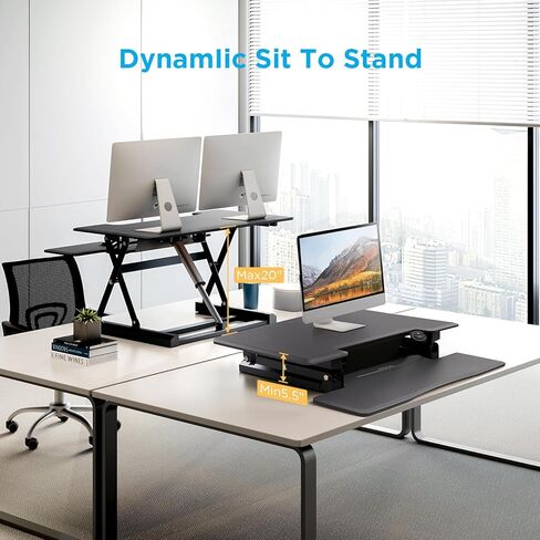 32" Electric Standing Desk Converter, Dyropcurv Series Height Adjustable Computer Desk Ergonomic Home Office Desk for Adults, Sit to Stand Desk with Quiet Motor, White in Saudi Arabia