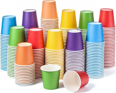 Sawysine عدد 300 أكواب ورقية للاستعمال مرة واحدة سعة 5 أونصة للحمام وغسول الفم والإسبريسو والوجبات الخفيفة الصغيرة وأكواب شرب الحفلات للمياه الباردة الساخنة والقهوة والعصير (نمط الصيف الكلاسيكي) in Kuwait