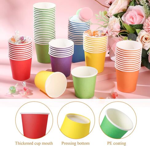 Sawysine عدد 300 أكواب ورقية للاستعمال مرة واحدة سعة 5 أونصة للحمام وغسول الفم والإسبريسو والوجبات الخفيفة الصغيرة وأكواب شرب الحفلات للمياه الباردة الساخنة والقهوة والعصير (نمط الصيف الكلاسيكي) in Kuwait