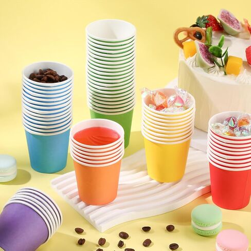 Sawysine عدد 300 أكواب ورقية للاستعمال مرة واحدة سعة 5 أونصة للحمام وغسول الفم والإسبريسو والوجبات الخفيفة الصغيرة وأكواب شرب الحفلات للمياه الباردة الساخنة والقهوة والعصير (نمط الصيف الكلاسيكي) in Kuwait