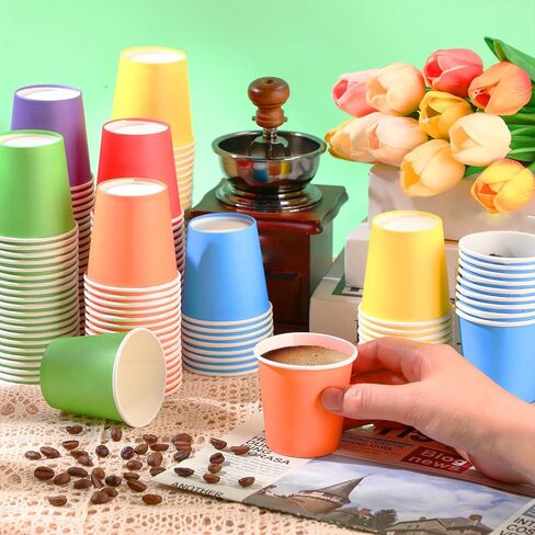 Sawysine عدد 300 أكواب ورقية للاستعمال مرة واحدة سعة 5 أونصة للحمام وغسول الفم والإسبريسو والوجبات الخفيفة الصغيرة وأكواب شرب الحفلات للمياه الباردة الساخنة والقهوة والعصير (نمط الصيف الكلاسيكي) in Kuwait