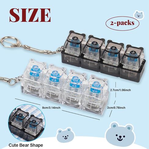 2Pcs Keyboard Fidget Toy for Adults with LED Lights, Cute Heart Clicky Keyboard Clicker Fidget Keychain, Fidget Clicker Sensory Toys for Adult to Anxiety Stress Relief in Saudi Arabia