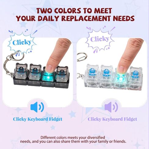 2Pcs Keyboard Fidget Toy for Adults with LED Lights, Cute Heart Clicky Keyboard Clicker Fidget Keychain, Fidget Clicker Sensory Toys for Adult to Anxiety Stress Relief in Saudi Arabia