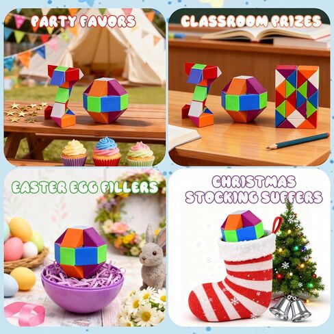 30pcs Boy Party Favors - Fidget Snake Cube Puzzle Toys for Goodie Bags, Bulk Toys, Classroom Prizes, Birthday Students Gift Boy Christmas Stocking Stuffers Party for Kids Teens in Saudi Arabia
