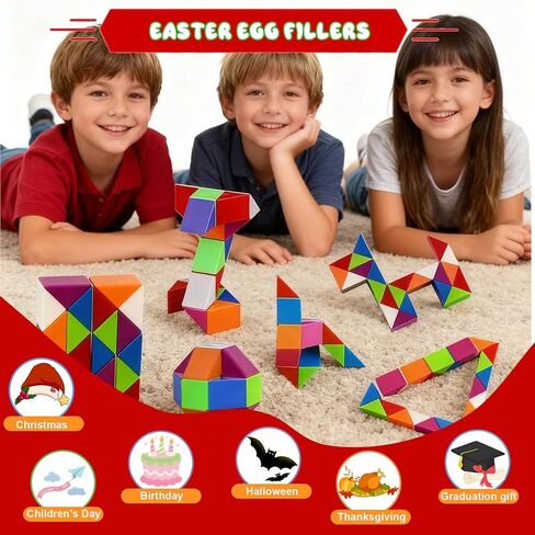30pcs Boy Party Favors - Fidget Snake Cube Puzzle Toys for Goodie Bags, Bulk Toys, Classroom Prizes, Birthday Students Gift Boy Christmas Stocking Stuffers Party for Kids Teens in Saudi Arabia