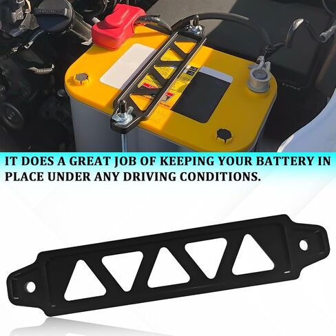 Battery Hold Down Bracket Kit, Battery Tie Down Mount Holder Batteries Tray with Stainless Steel J Bolts, Universal Aluminum Alloy Batteries Lock Mount Bracket for Car SUV Accessories (Black) in Saudi Arabia
