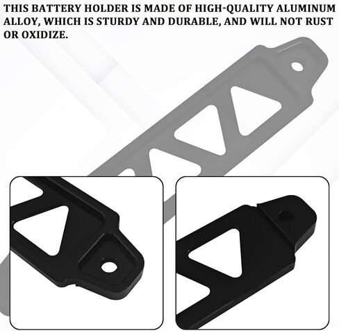 Battery Hold Down Bracket Kit, Battery Tie Down Mount Holder Batteries Tray with Stainless Steel J Bolts, Universal Aluminum Alloy Batteries Lock Mount Bracket for Car SUV Accessories (Black) in Saudi Arabia
