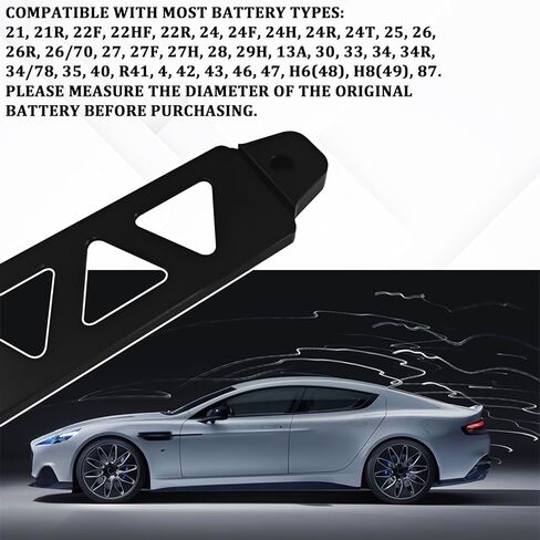 Battery Hold Down Bracket Kit, Battery Tie Down Mount Holder Batteries Tray with Stainless Steel J Bolts, Universal Aluminum Alloy Batteries Lock Mount Bracket for Car SUV Accessories (Black) in Saudi Arabia