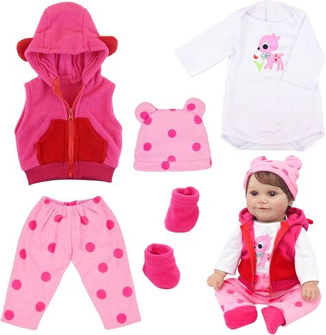 UNICORN ELEMENT 5 Pcs Baby Doll Clothes Set for 20-22 Inch Dolls, Cute Pattern Baby Doll Accessories with Hat Shoes for Girl Gifts (Dolls Not Included) in Saudi Arabia