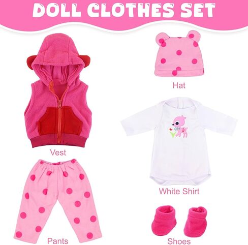 UNICORN ELEMENT 5 Pcs Baby Doll Clothes Set for 20-22 Inch Dolls, Cute Pattern Baby Doll Accessories with Hat Shoes for Girl Gifts (Dolls Not Included) in Saudi Arabia