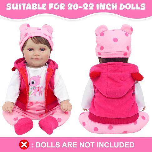 UNICORN ELEMENT 5 Pcs Baby Doll Clothes Set for 20-22 Inch Dolls, Cute Pattern Baby Doll Accessories with Hat Shoes for Girl Gifts (Dolls Not Included) in Saudi Arabia
