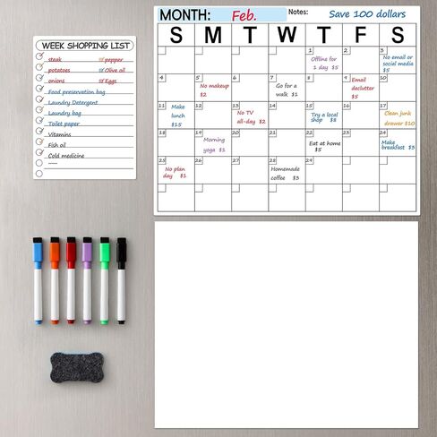 3 Pack Dry Erase Magnetic Calendar for Refrigerator - Monthly & Weekly & Daily Planner Magnet Whiteboard for Fridge Wall - Shopping, Meal/Menu, to Do List, Family Schedule Planning Board (9CO-3RIZH) in Saudi Arabia