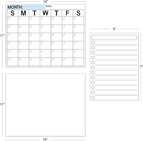 3 Pack Dry Erase Magnetic Calendar for Refrigerator - Monthly & Weekly & Daily Planner Magnet Whiteboard for Fridge Wall - Shopping, Meal/Menu, to Do List, Family Schedule Planning Board (9CO-3RIZH) in Saudi Arabia