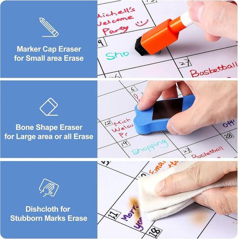 3 Pack Dry Erase Magnetic Calendar for Refrigerator - Monthly & Weekly & Daily Planner Magnet Whiteboard for Fridge Wall - Shopping, Meal/Menu, to Do List, Family Schedule Planning Board (9CO-3RIZH) in Saudi Arabia