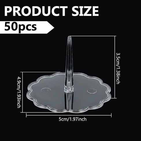 FINGERINSPIRE 50 Pcs Plastic Crochet Emotional Support Stands Clear P S Plastic Stand with 1.97 inch Wide Lace Edged Flat Round Base for Miniature Displays and Craft Projects for Crochet Enthusiasts in Saudi Arabia