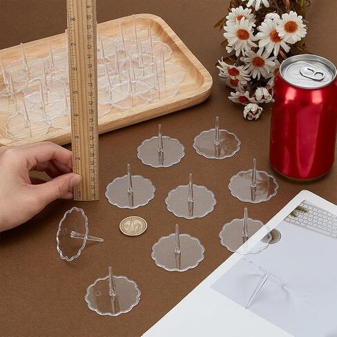 FINGERINSPIRE 50 Pcs Plastic Crochet Emotional Support Stands Clear P S Plastic Stand with 1.97 inch Wide Lace Edged Flat Round Base for Miniature Displays and Craft Projects for Crochet Enthusiasts in Saudi Arabia