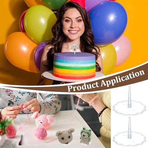 FINGERINSPIRE 50 Pcs Plastic Crochet Emotional Support Stands Clear P S Plastic Stand with 1.97 inch Wide Lace Edged Flat Round Base for Miniature Displays and Craft Projects for Crochet Enthusiasts in Saudi Arabia