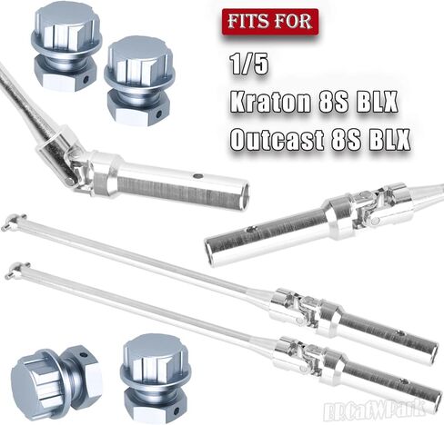 RC Drive Shaft Axles (Front Rear) Upgrades Part for 1/5 KRATON 8S BLX Outcast 8S BLX,4PCS CVD Driveshaft w/Wheel Hex Nuts Hop Ups,Silver & Titanium in Saudi Arabia