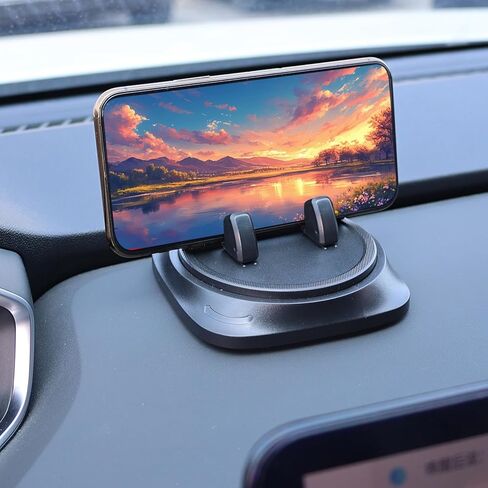 360°Rotating Car Dashboard Phone Stand Black Adjustable Car Phone Silicone Anti Slip Pad for Dashboard Navigation in Saudi Arabia