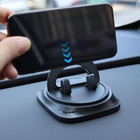 360°Rotating Car Dashboard Phone Stand Black Adjustable Car Phone Silicone Anti Slip Pad for Dashboard Navigation in Saudi Arabia