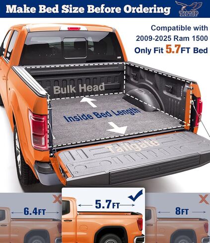 غطاء تونو لسرير الشاحنة الصلب القابل للطي من TIPTOP يناسب 2009-2025 Ram 1500 مع سرير 5.7 قدم (67.4 بوصة) مع RamBox |TLX3| in Kuwait