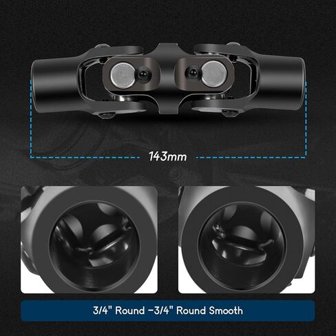 ECCPP 3/4" Round -3/4" Round Smooth Steering Universal Joints U-Joint Shaft Black Double 143mm in Saudi Arabia