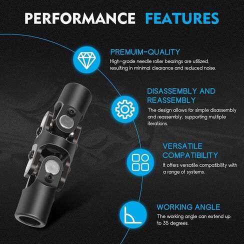 ECCPP 3/4" Round -3/4" Round Smooth Steering Universal Joints U-Joint Shaft Black Double 143mm in Saudi Arabia