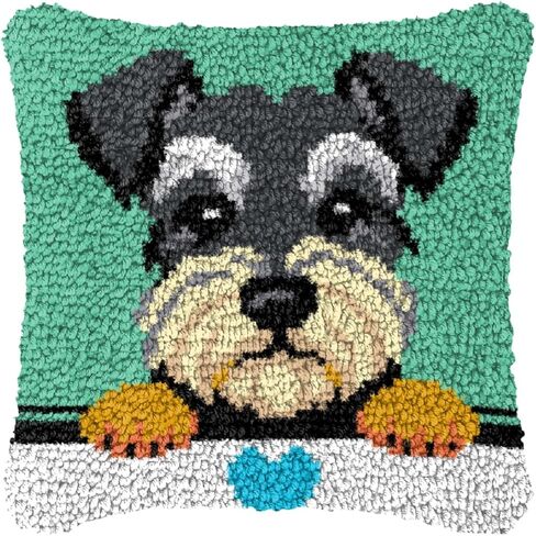 YOOTOM Cute Dog Latch Hook Pillows Kits for Adult, DIY Handmade Embroidery Latch Hook Making Kits with Pre-Printed Canvas 17x17in, Home Sofa Decor & Christmas Gift in Saudi Arabia