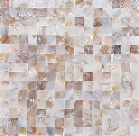 بلاط باكسبلاش مقشر وعصا من أم اللؤلؤ، مقاس 30.48 سم × 30.48 سم، بلاط فسيفساء ذاتي اللصق باللون الأبيض العاجي للمطبخ، وجدار الحمام (10، طبيعة بيضاء) in Kuwait