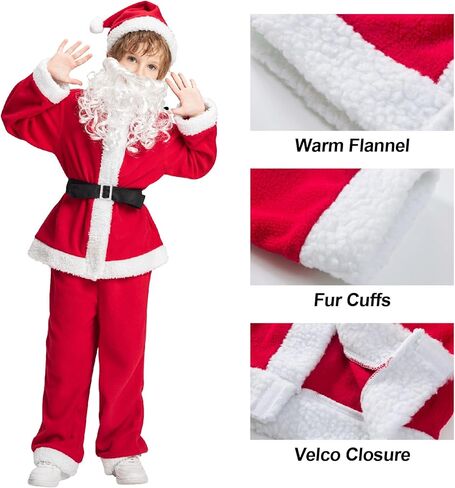 IKALI Christmas Santa Claus & Elf Costume Holiday Cosplay Party Dress-up Suit Outfit for Boys Girls Kids Toddlers in Kuwait