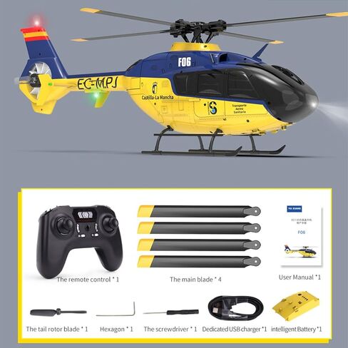1/36 EC-135 RC Helicopter - 6CH 6-axis Gyro Direct Drive Brushless Motors, Dual 6G/3D Flight Modes with Auto-Hover, Stunt Airplane for Beginner in Saudi Arabia