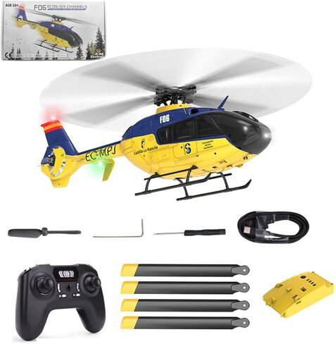 1/36 EC-135 RC Helicopter - 6CH 6-axis Gyro Direct Drive Brushless Motors, Dual 6G/3D Flight Modes with Auto-Hover, Stunt Airplane for Beginner in Saudi Arabia