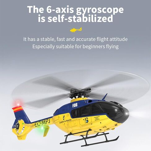 1/36 EC-135 RC Helicopter - 6CH 6-axis Gyro Direct Drive Brushless Motors, Dual 6G/3D Flight Modes with Auto-Hover, Stunt Airplane for Beginner in Saudi Arabia