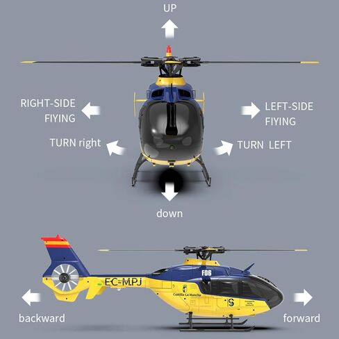 1/36 EC-135 RC Helicopter - 6CH 6-axis Gyro Direct Drive Brushless Motors, Dual 6G/3D Flight Modes with Auto-Hover, Stunt Airplane for Beginner in Saudi Arabia