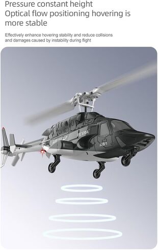 طائرة هليكوبتر A61 Mini AIR-Wolf RC - بمقياس 1/53 4 قنوات مع تثبيت الجيروسكوب، وثبات الارتفاع، وبطارية معيارية، وسهولة الإقلاع والهبوط بمفتاح واحد للمبتدئين وهواة RC (أحمر وأسود/بطارية واحدة) in Kuwait