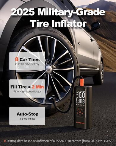 Tire Inflator Portable Air Compressor with Gauge, 150 PSI Mini Cordless Battery Powered Auto Air Pump for Car Tires - Electric Bike Tire Pump for Car/Motorcycle/Bicycle/Ball, Black in Saudi Arabia
