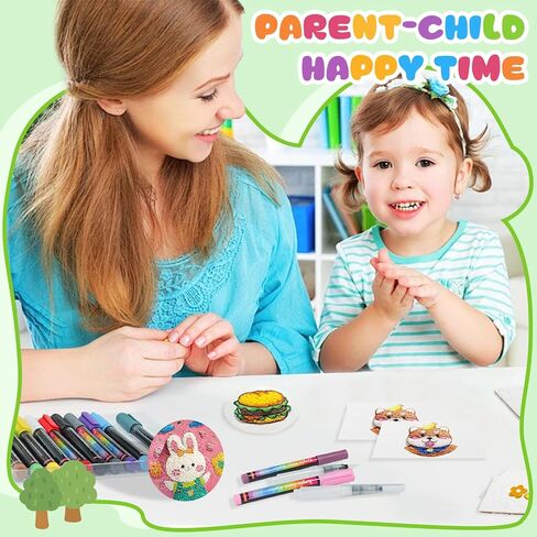 Kionlus 54 Pcs Magic 3D Foam Texture Painting Kit 30 Pcs 3D Foam Texture Paper 12 Colors Brush Tip Acrylic Paint Markers Magic Puffy Paint for Kids and Adults 3D Texture Painting Kit (White) in Saudi Arabia