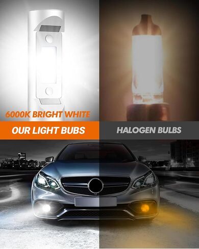 9005 H11 Fog Light Bulbs Combo, 10X Brighter 120000LM 6500K White HB3 H8 Driving Light Bulbs, 1:1 Size Plug N Play, 60,000hrs Long Lifespan, No Flicker, 99% Compatibility, Box of 4 in Saudi Arabia