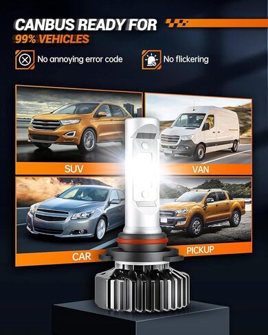 9005 H11 Fog Light Bulbs Combo, 10X Brighter 120000LM 6500K White HB3 H8 Driving Light Bulbs, 1:1 Size Plug N Play, 60,000hrs Long Lifespan, No Flicker, 99% Compatibility, Box of 4 in Saudi Arabia